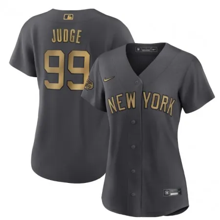 Women's New York Yankees #99 Aaron Judge 2022 All-Star Charcoal Stitched Baseball Jersey(Run Small) G6EY