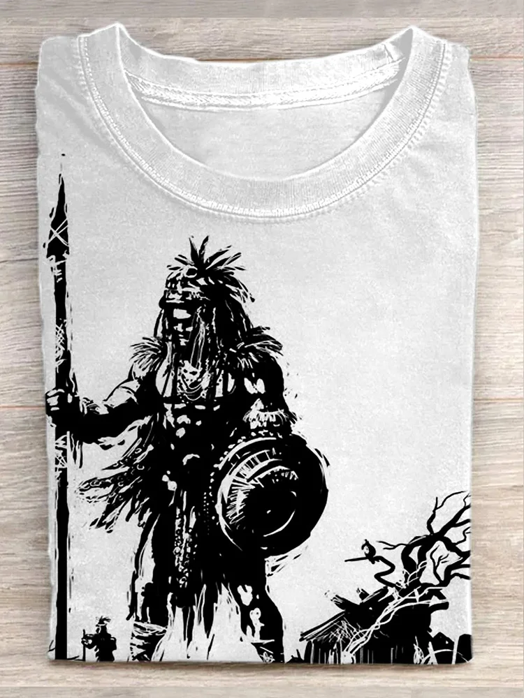 Unisex African Zulu Warrior Art Graphic Print Casual Short Sleeve T-Shirt