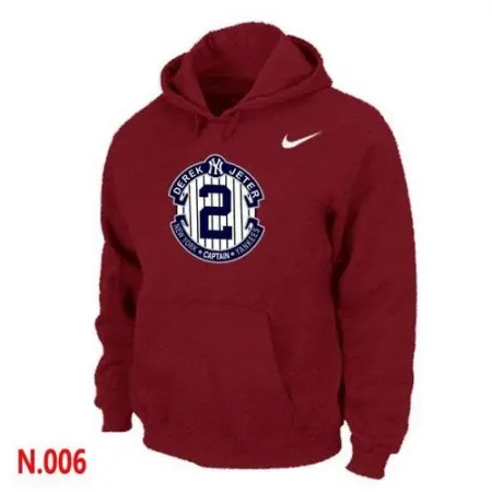 New York Yankees #2 Derek Jeter Official Final Season Commemorative Logo Pullover Hoodie Red