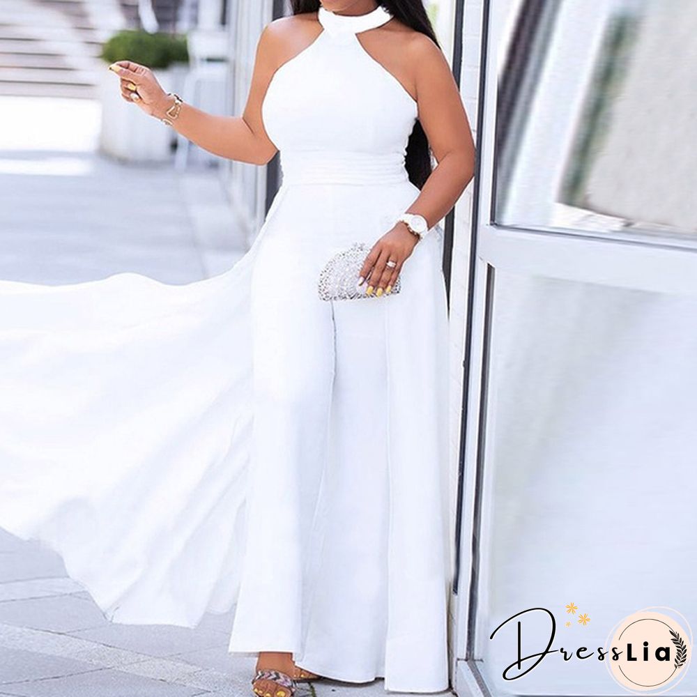 S-XL Womens Sleeveless Neck Solid Color Holiday Maxi Dress Elegant Formal Party Prom