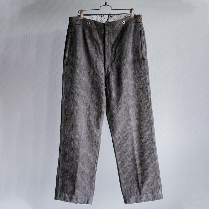 Vintage Grey Wool Blend Striped Work Pants