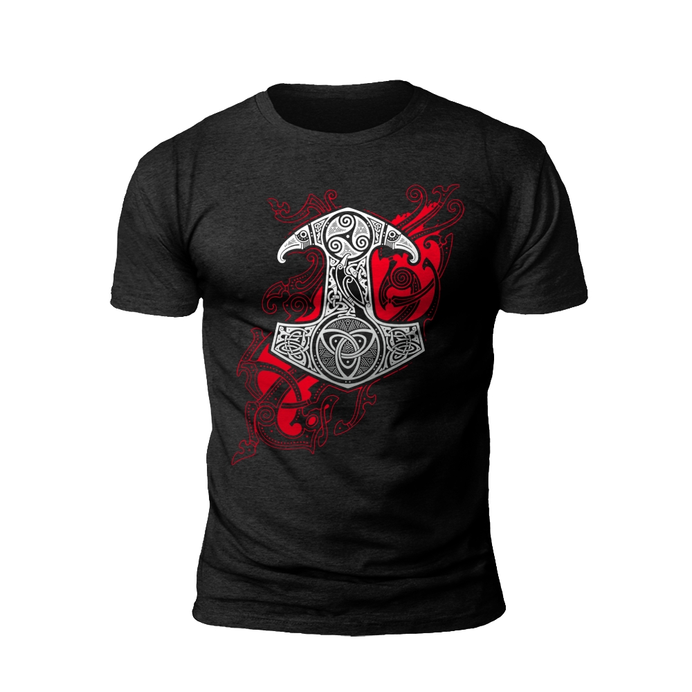Viking War Hammer T-Shirt - Norse Battle
