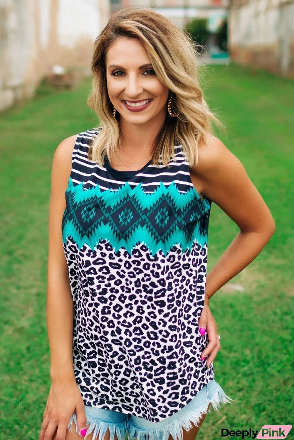 Tribal Tie-dye Print Tank Top