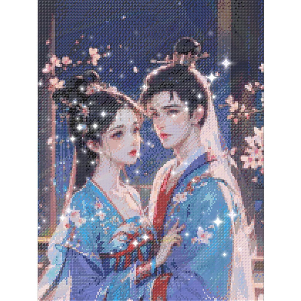 9CT Full Stamped Cross Stitch Bead Embroidery- Antique Couple(Canvas|45*57CM)