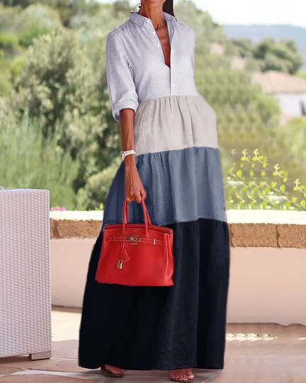 Linen rainbow swing dress