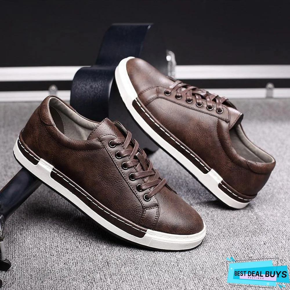 Casual Shoes Men Fashion Vintage Shoes Brown Brand Male Shoes Genuine Leather Men's Leisure Shoes