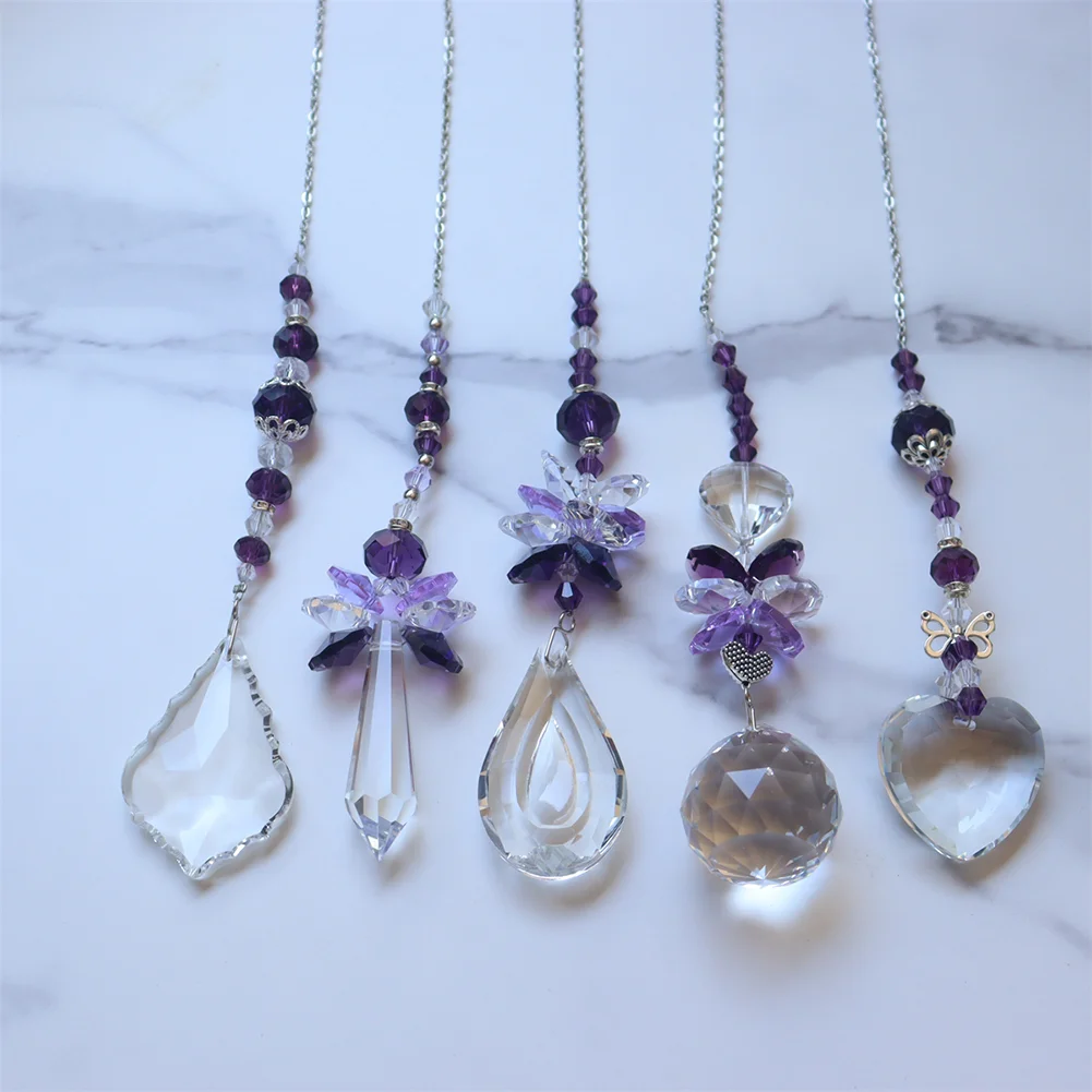 1/5pcs Crystal Wind Chime Garden Hanging Pendant Ornaments for Indoor Outdoor