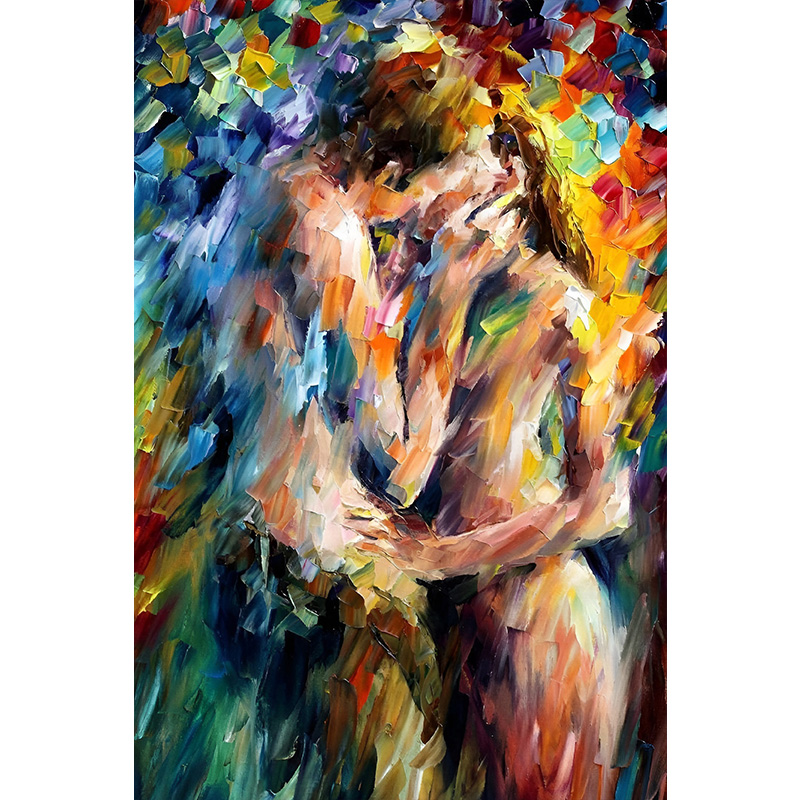 Kiss Passion Oil Painting Print Canvas Posters Sexy Wall Art Color Abstract Nude Pictures Living Room Bedroom Home Decor Cuadros