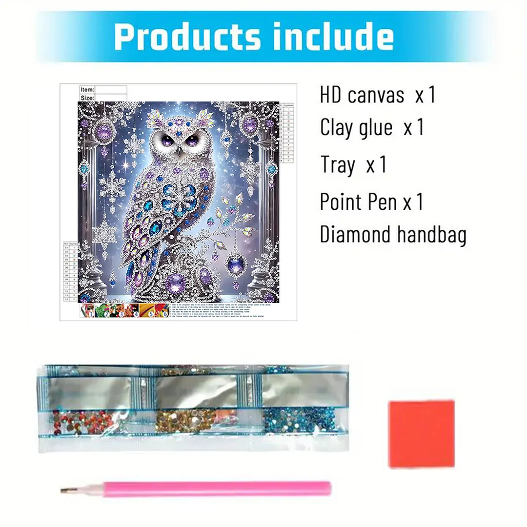 Diamond Painting - Partial Special Shaped Drill - Crystal Snow Owl(Canvas|30x30cm)