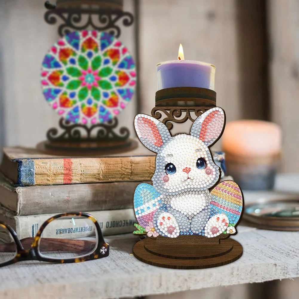 Easter Egg Bunny 5D DIY Diamond Painting Candle Holder Ornaments for Art Crafts
