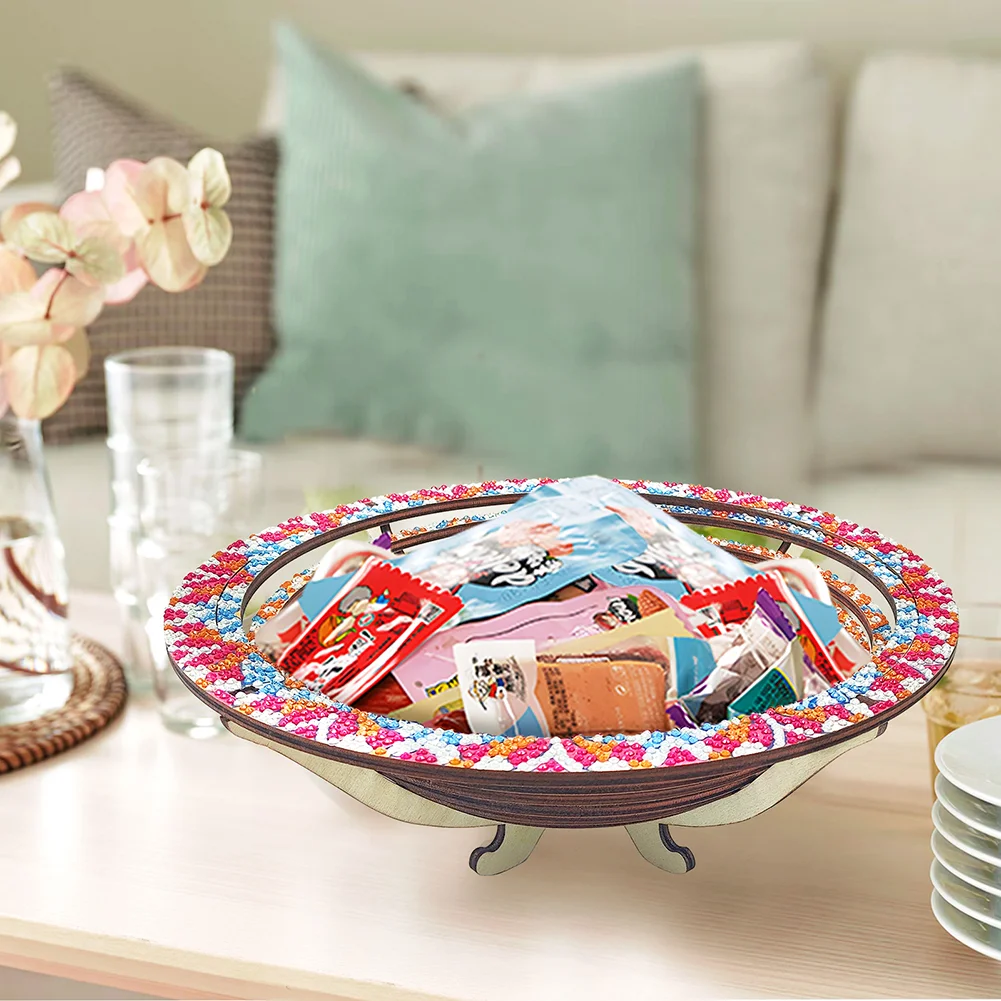 DIY Diamond Painting Wooden Serving Tray Diamond Art Tableware Manager Tray (Blue)