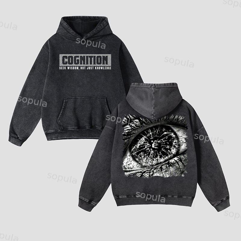 Sopula Cognitive Eye Break Vintage Graphics Washed Distressed Hoodie - Sopula ｜Premium Graphic Tees & Graphic Streetwear