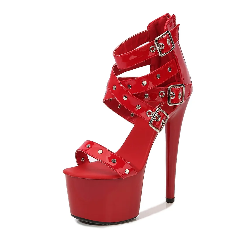 Tanguoant Tanguoant Model Rivet Pull Even Roman Sandals High Heel 17Cm Fine Heel Summer Waterproof Platform