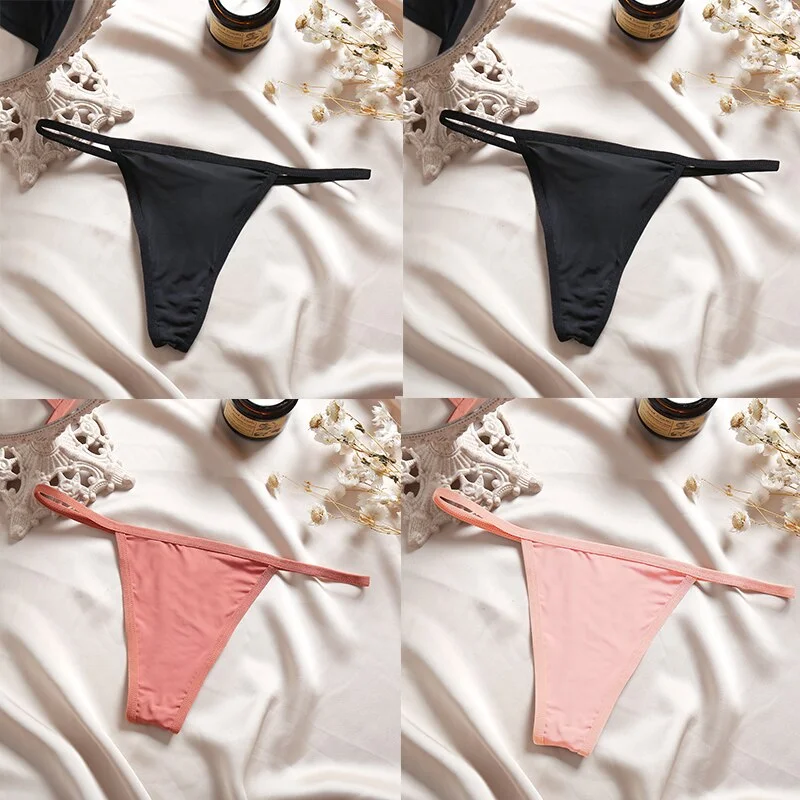 4PCS/Set Sexy Panties Women Thong Female G-string Underwear Panties Solid Color Intimate Lingerie Underpants Seamless Panties