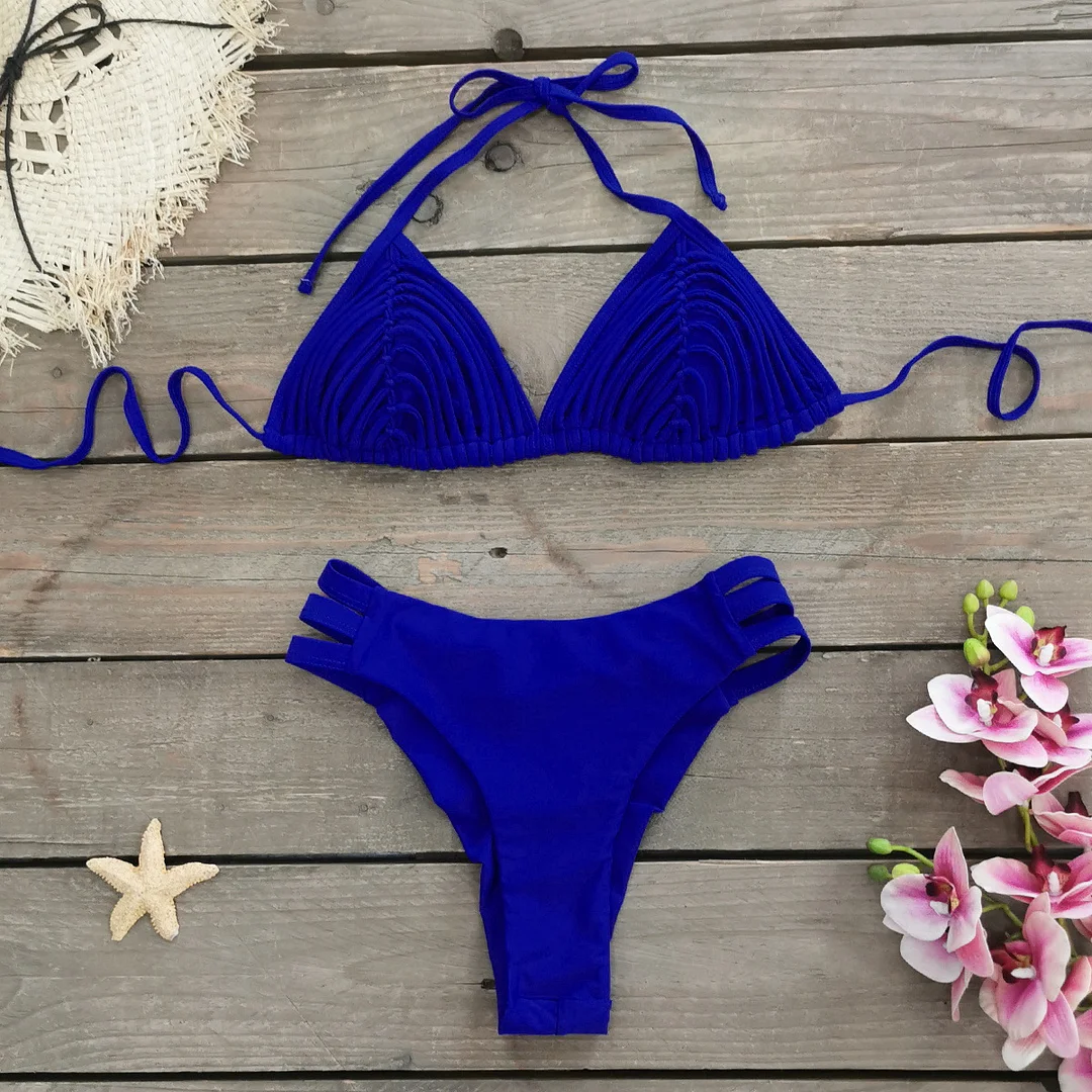 Zingj Solid Color High Open Split Split Swimsuit Woman 2025 New Strap Sexy Bareback Bikini