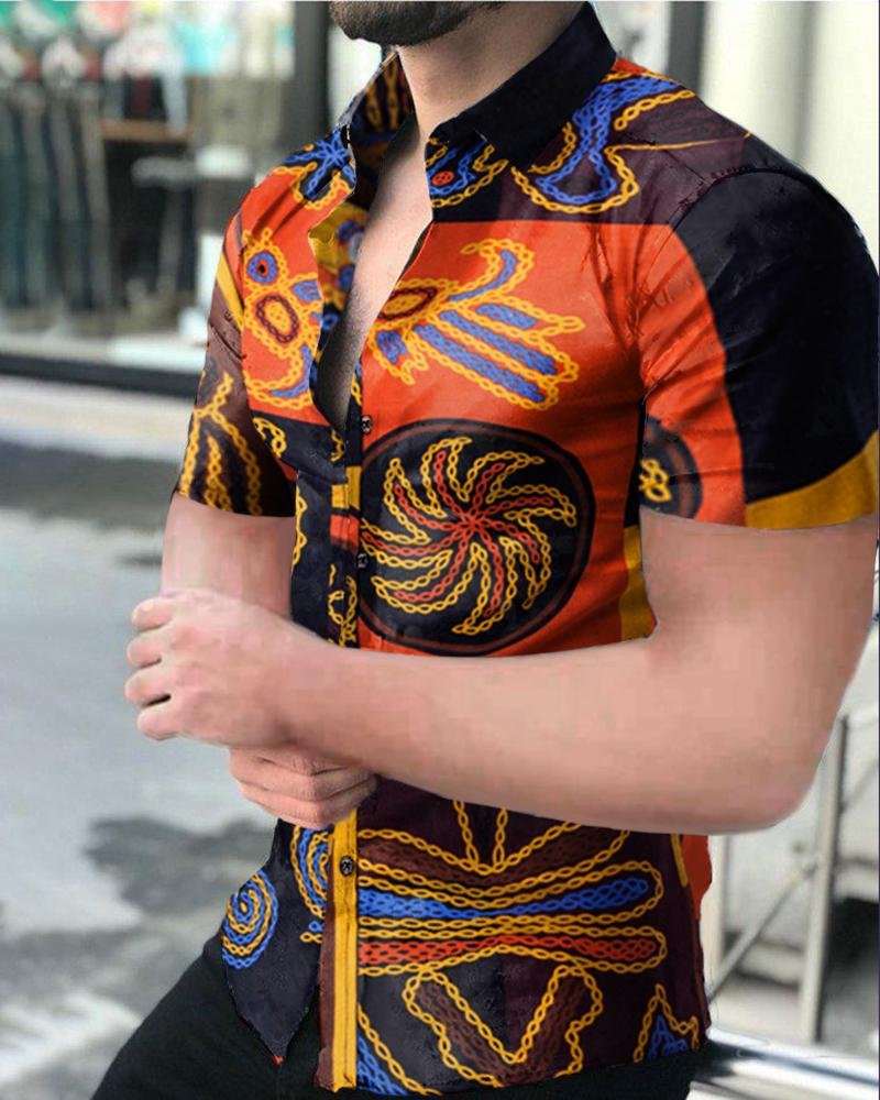 Men's Printed Casual Shirt Short Sleeve