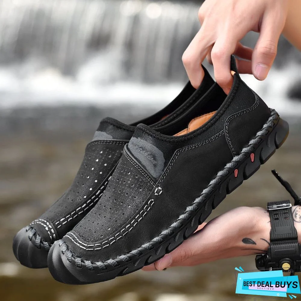 Men's Casual Walking Loafers Shoes Comfortable Leather Slip On For Men Walking Shoes