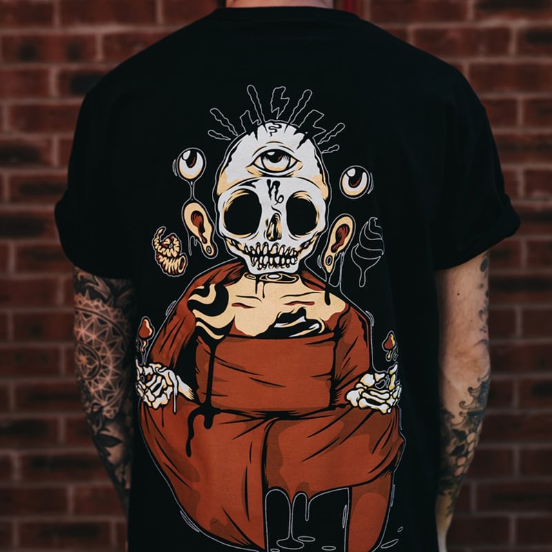 Skull Mock Printed Men's T-shirt -  
