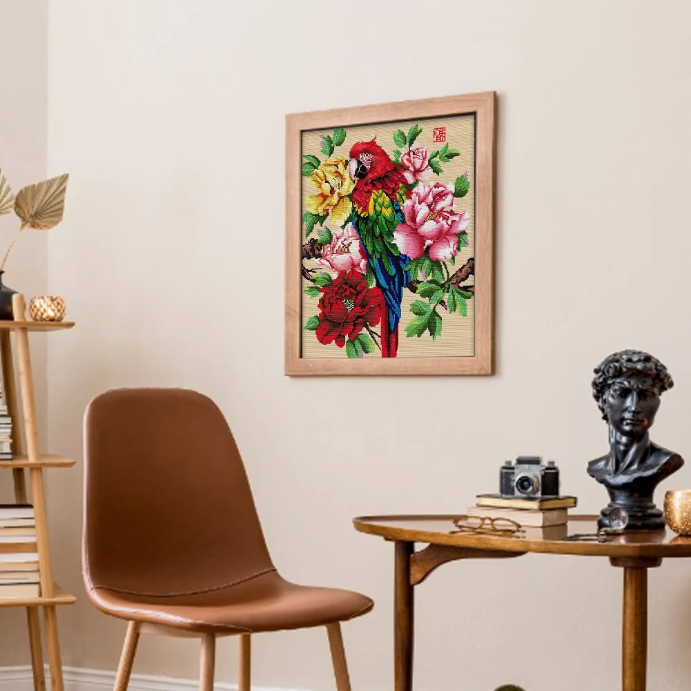 14CT Full Stamped Cross Stitch - Fairview Parrot(Canvas|43*47CM)