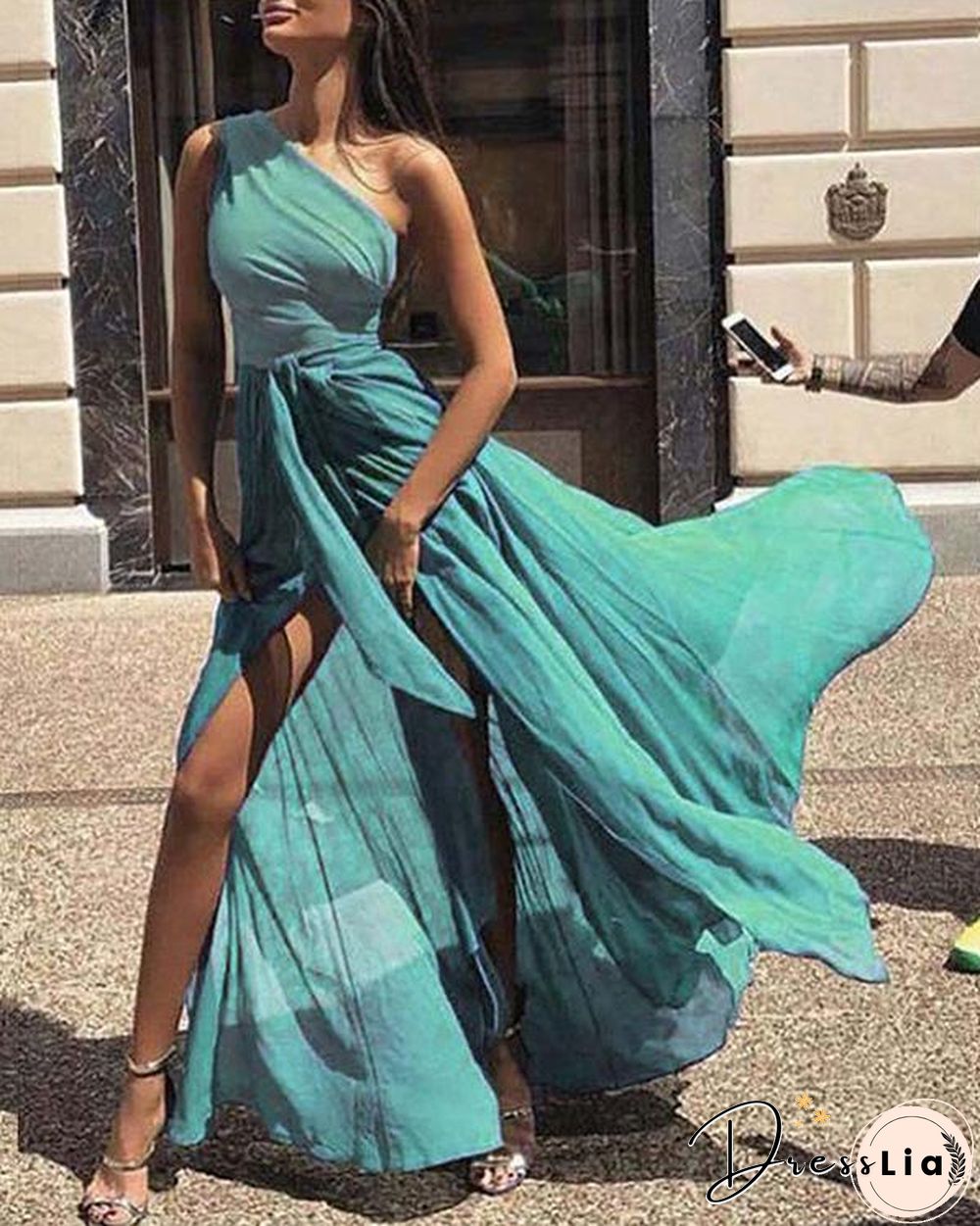 Sexy One Shoulder Sleeveless Maxi Dress