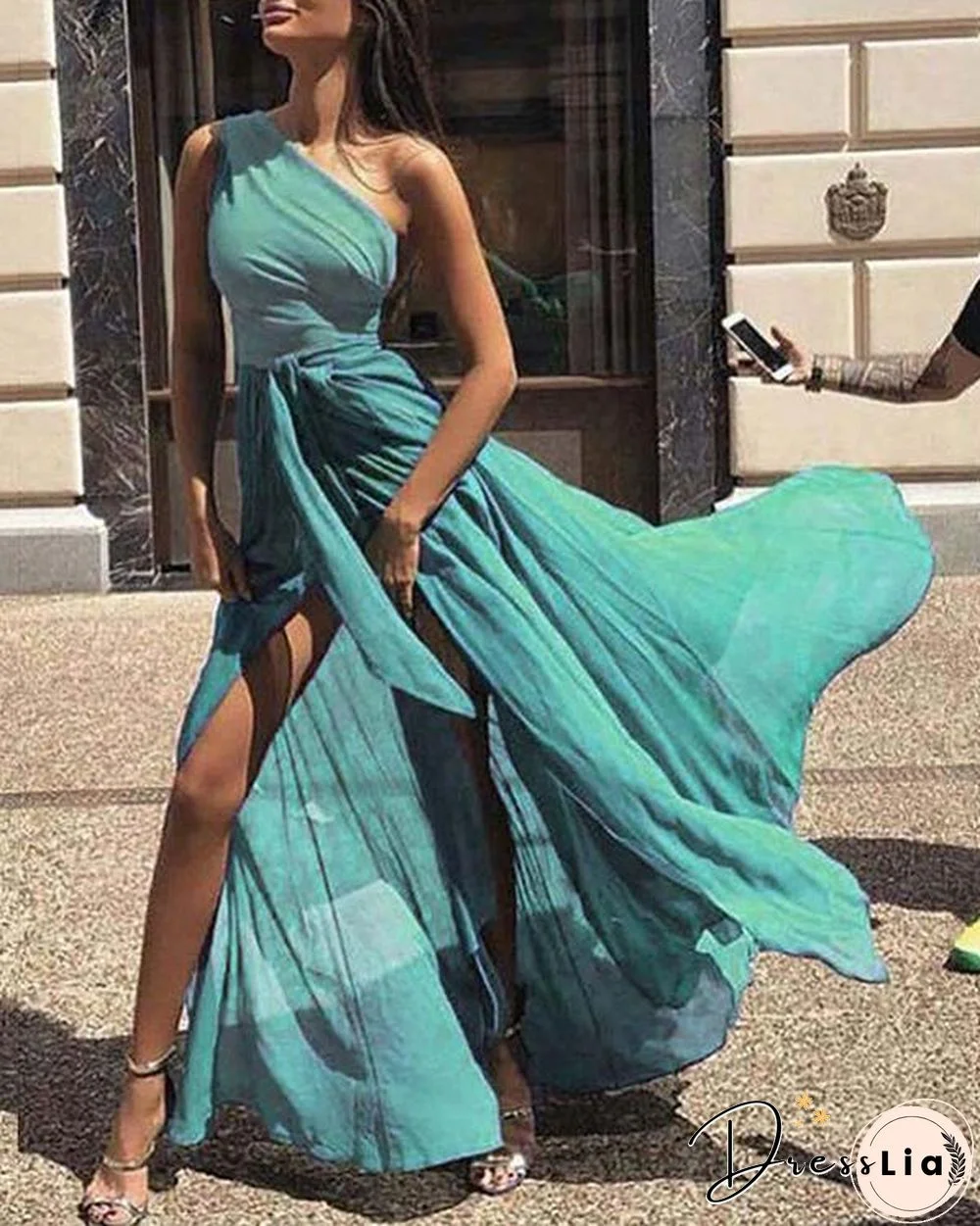 Sexy One Shoulder Sleeveless Maxi Dress