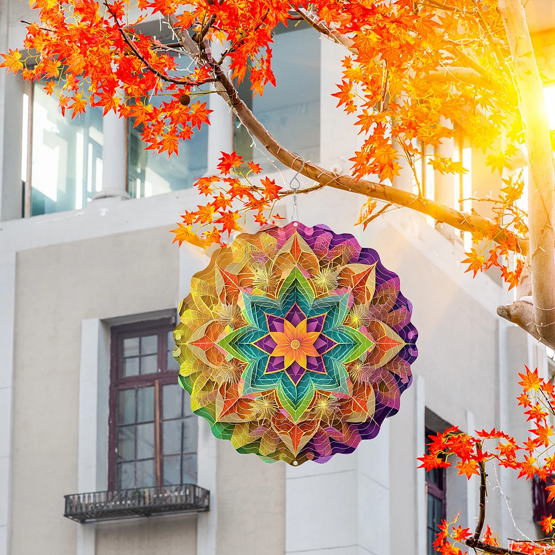 Mandalas Hanging Wind Spinner 360 Degree Rotating 3D Garden Wind Spinners 10-Inch Hanging Wind Catcher Art Gift for Home Garden Halloween Christmas (11)