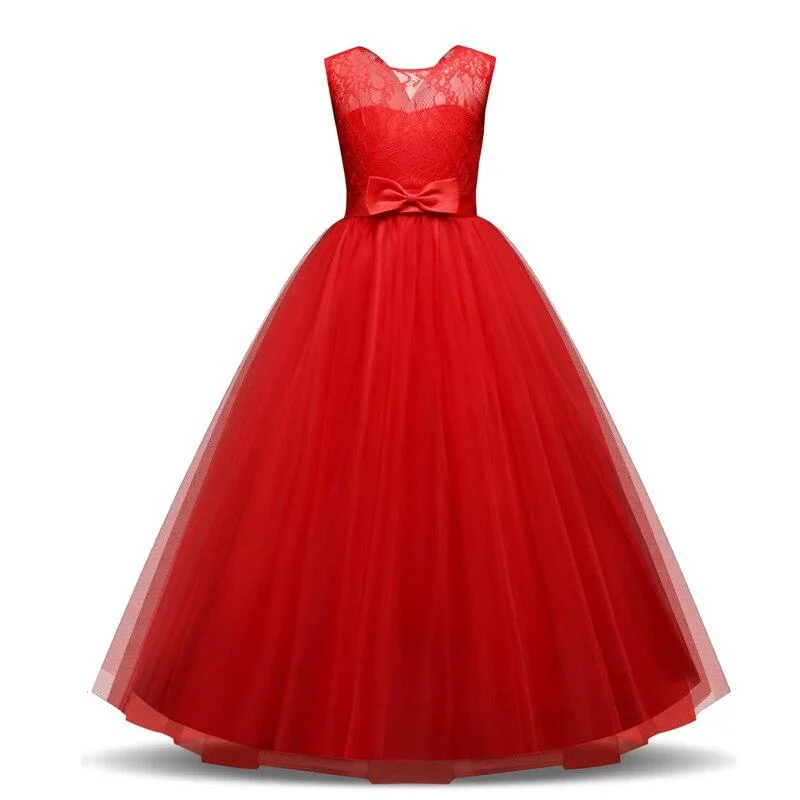 2021 Red Vestidos Girl Party Dress Bridesmaid Princess Dress Kids Dresses For Girls Clothes Children Wedding Dress 10 12 Years