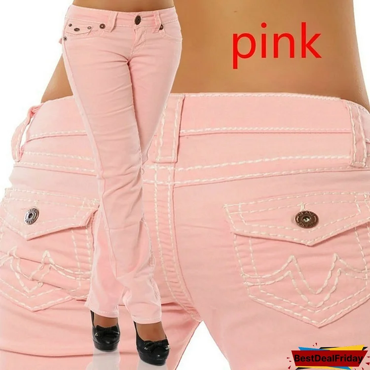 Women'S Fashion Classic Stretch Jeans Low Waist Sexy Long Pants Skinny Denim Jeans Trousers Plus Size S-5Xl