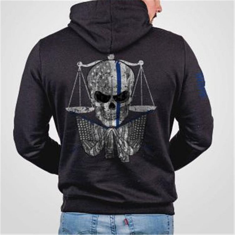 Balance scale skull print fashion sweater