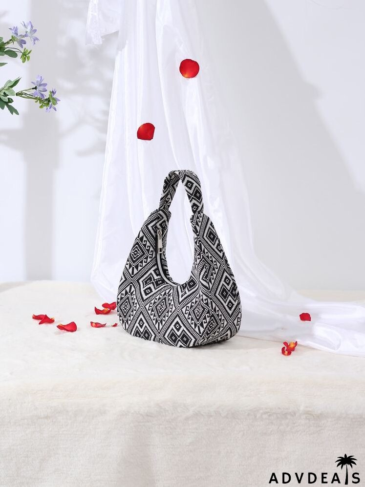 Geometric Graphic Baguette Bag