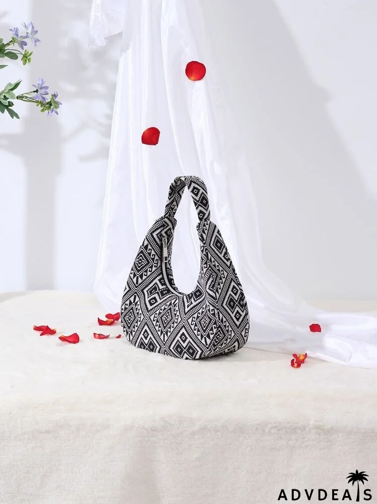 Geometric Graphic Baguette Bag