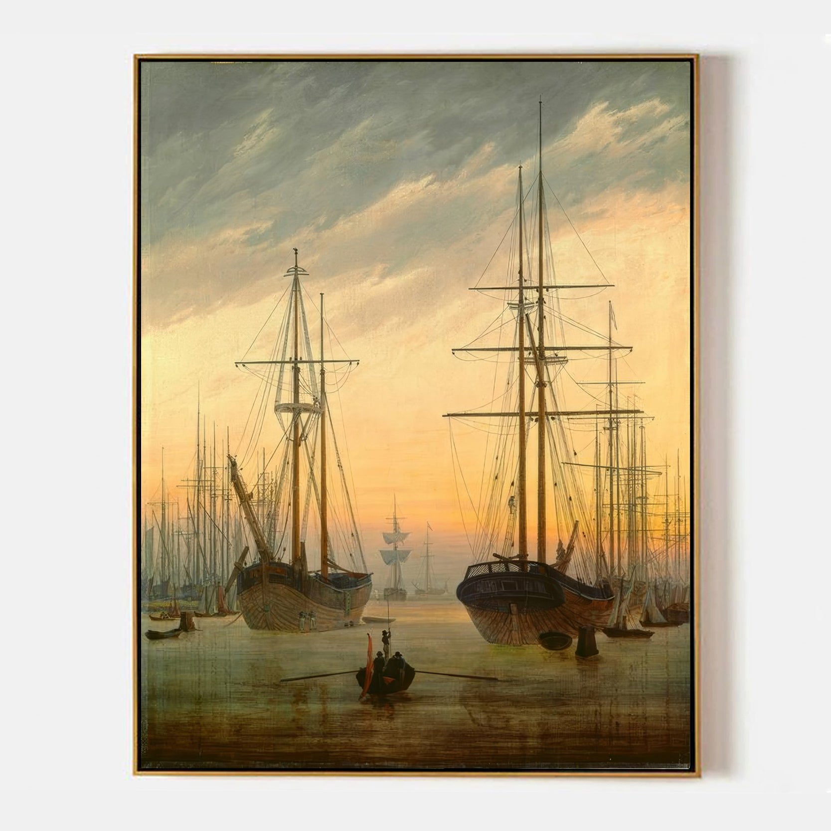 Arabelart View of a Harbor by Caspar David Friedrich - Famous Art Reproduction