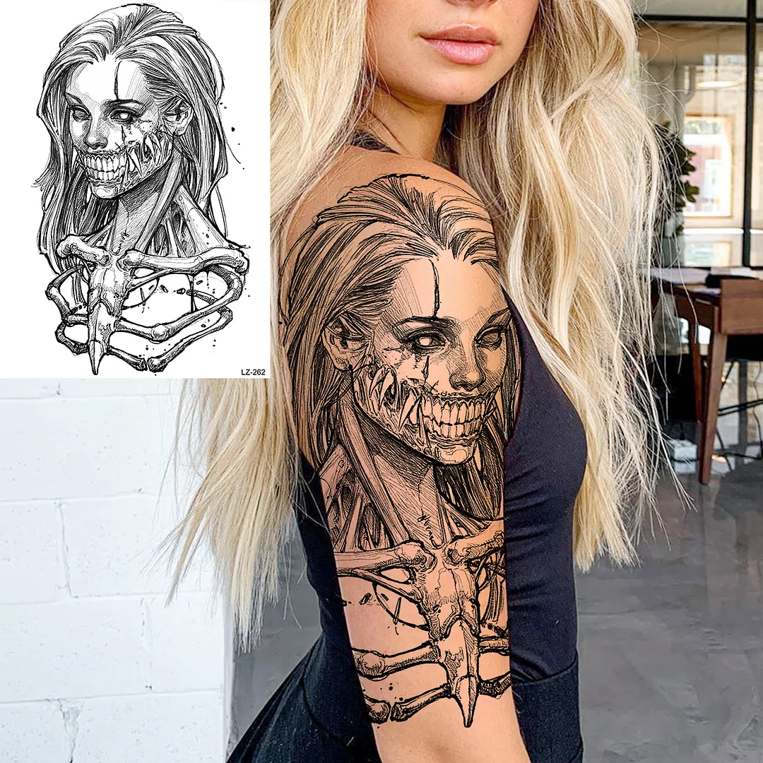 Sdrawing High Quality Lion Tiger Temporary Tattoos For Men Boys Realistic Fake Black Waterproof Tattoos Decal For Adult Party Supplies