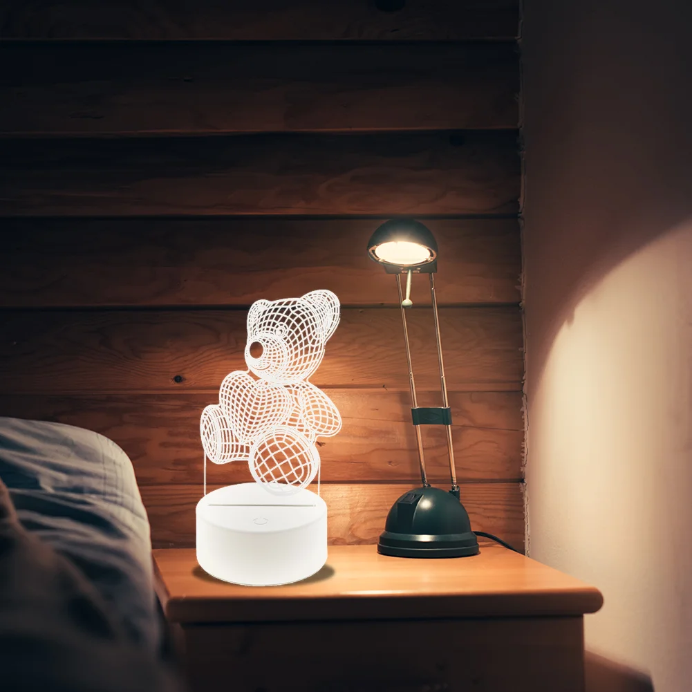 USB 3D LED Bedside Night Light Romantic Love Acrylic Desktop Table Lamp (A)