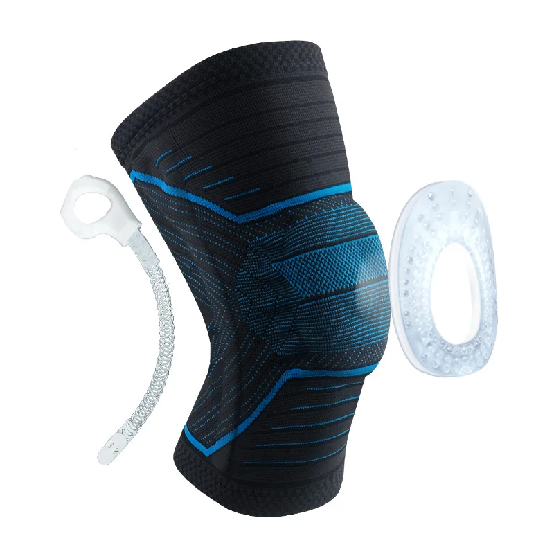 Uveng Knee Brace Silicone Spring Full Strap Patella Medial Support Strong Meniscus Compression Protection Sport Pads Running Basket