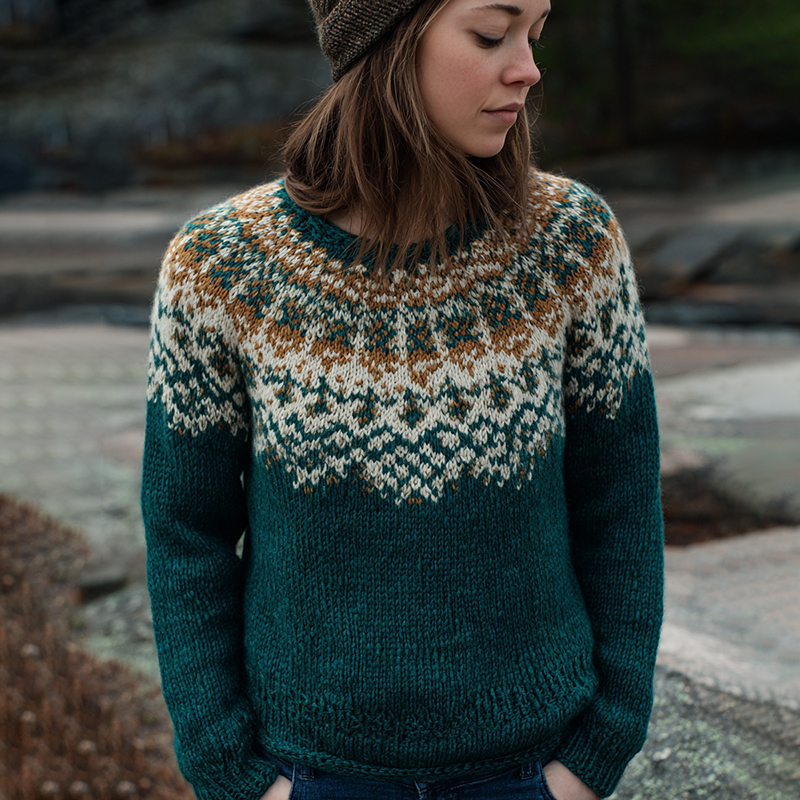 Women's Retro Icelandic Pattern Cozy Knit Sweater elevenforest