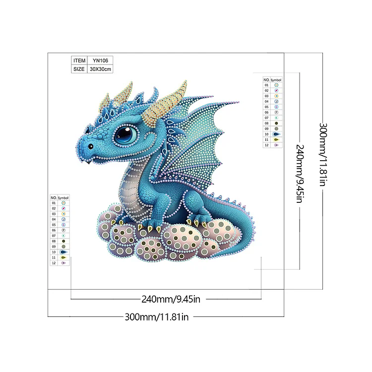 Partial Drills Special-shaped Drill Diamond Painting -Baby Dragon - 30*30cm