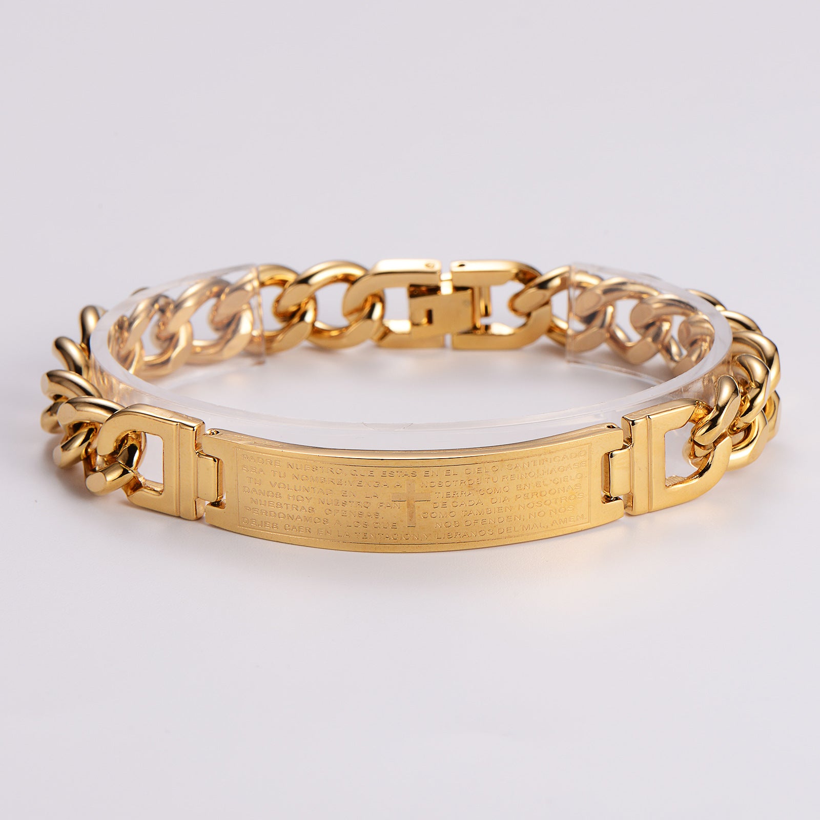 Men Hip Hop Stripe Geometric Stainless Steel Electroplating Bracelets