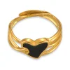 Stylish Black Heart Golden Wiring Ring