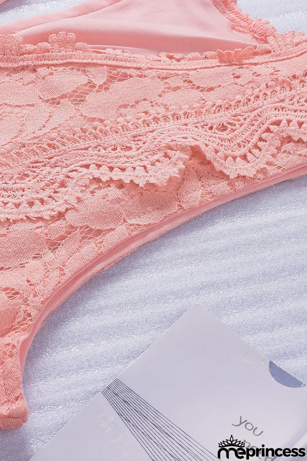Pink Lace V Neck Tank Top