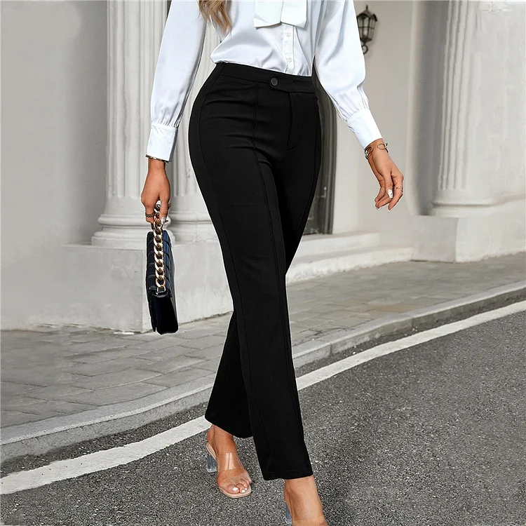 Solid Color Straight Leg Ninth Pants