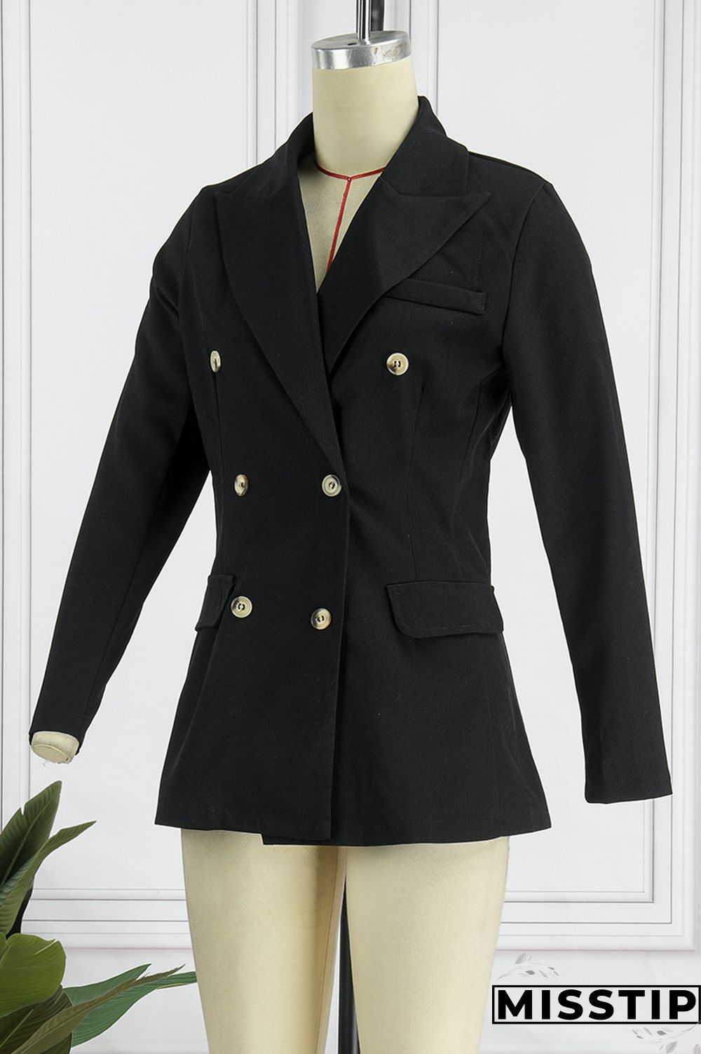 Black Casual Solid Patchwork Turn-back Collar Outerwear