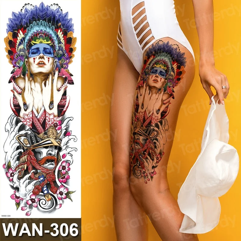 temporary tattoo women custom peony lotus fish tattoo body leg thigh full arm sleeve tattoo stickers sexy waterproof big size