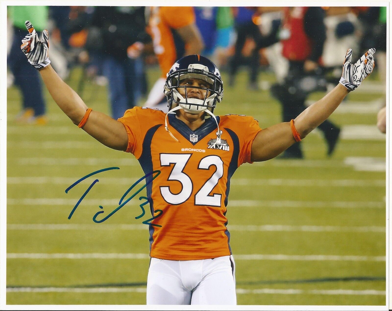 TONY CARTER SIGNED DENVER BRONCOS SIGNED 8x10 Photo Poster painting w/COA - SUPER BOWL XLVIII