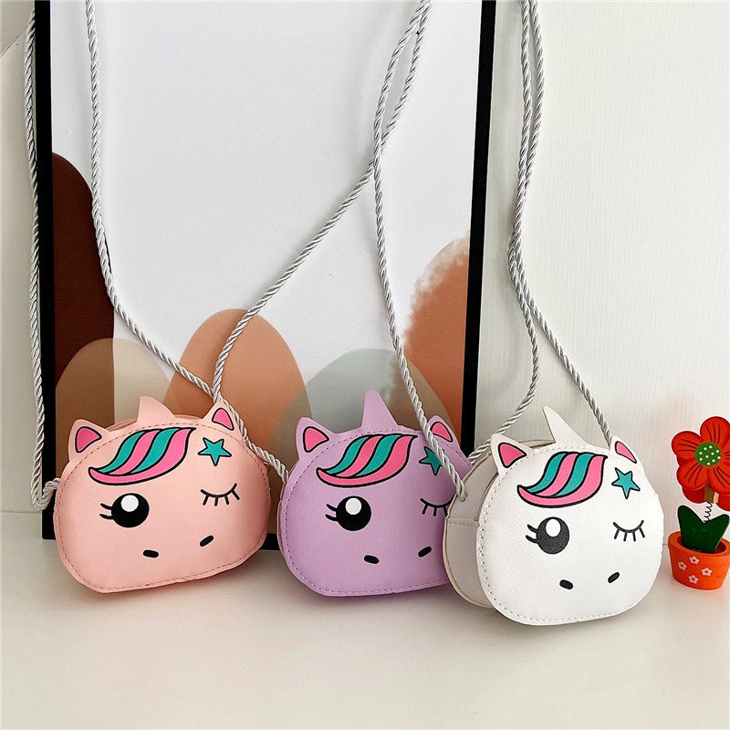 Kid’S Pu Leather Cute Oval Zipper Shoulder Bag Crossbody Bag