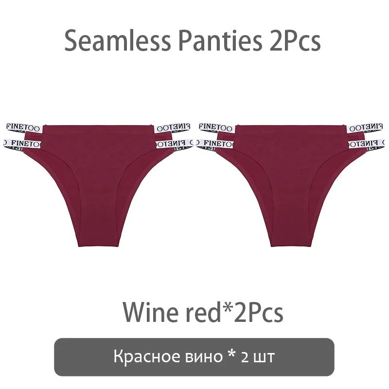FINETOO Sexy Brazilian Panties Women Seamless Thongs M-XL Ladies Soft Underpants Smooth Letter Underwear Female Lingerie 2021