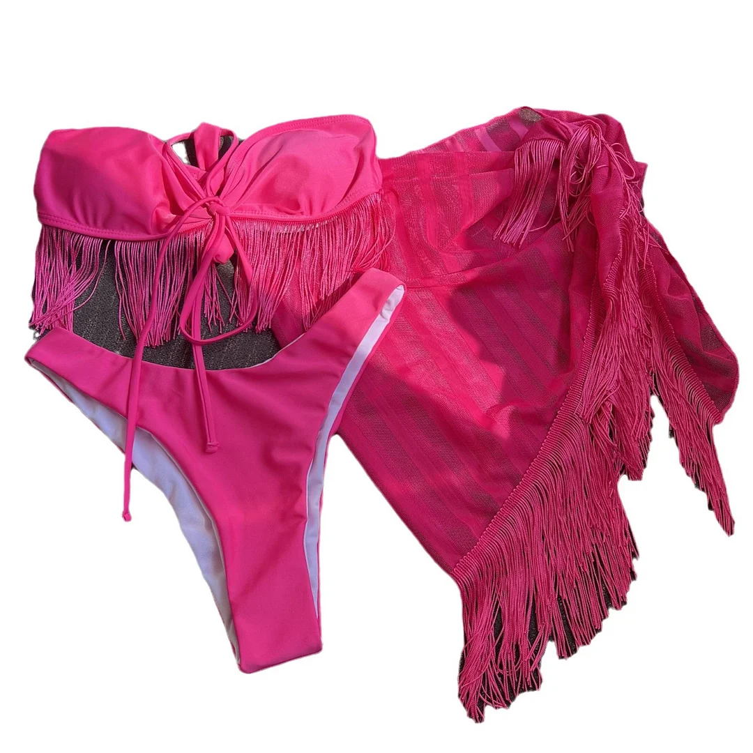 Uveng 2022 New Cassin Braging Slings Three-Piece Swimsuit Bikini