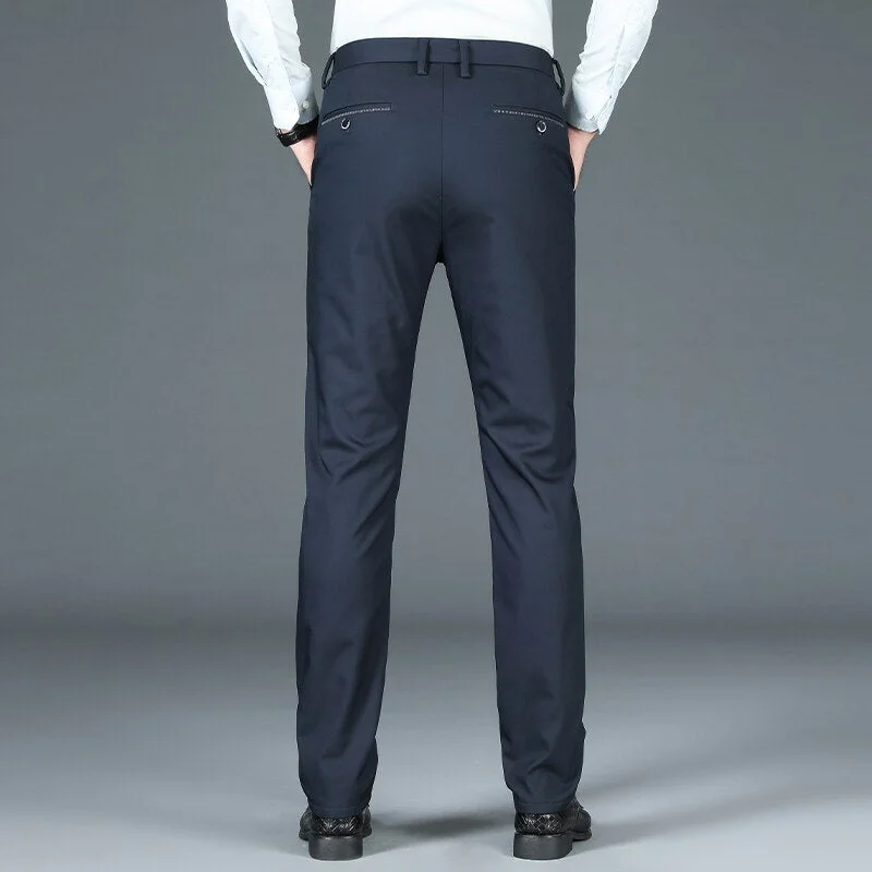 Oocharger Thicke Fleece Warm Men's Casual Pants 2023 New Arrivals Men Slim Fit Elastic Business Suit Pants Brand Men's Clothing