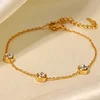 Simple Round Zircon 18K Golden Bracelet
