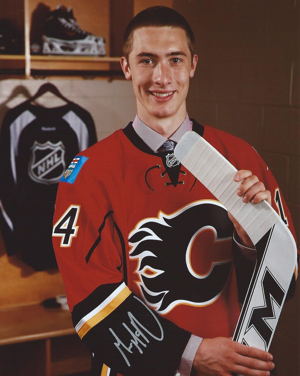 Mason McDonald Signed 8x10 Draft Photo Poster painting Calgary Flames Autographed COA